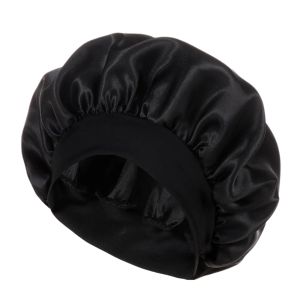 Satin Bonnets Night Sleeping Cap Large Elastic Wide Soft Band Colorful Silk Hat for Curly Hair Care Beauty Makeup for Women Men