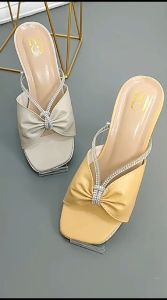 JURAGAN ONLINE - High Heels ADREENA Sandal Pesta Wanita Pola Kerut Permata Stylish Terbaru