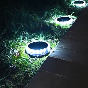 Vimite Solar Outdoor Lighting LED Buried Lamp Waterproof Disc Night Automatic Light White Warm Multi-Color Light For Garden Lawn Step Villa Landscape Decoration