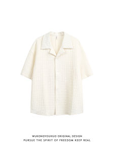 WUKONGYOUHUO | Textured Floral Guayabera Short Sleeve Summer Casual Cleanfit Shirt