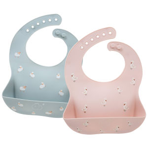 Little Dimsum 2pcs Silicone Baby Bibs Adjustable Waterproof Bib for Toddlers