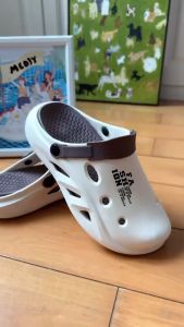 Breathable rubber slippers Korean new fashion ins style PVC 5.0cm  thick sole waterproor anti-slip anti-odor sliders soft sole refreshing and comfortable elastic and wear-resistant couple sandals in beach uotdoor two ways to wear slippers and sandal