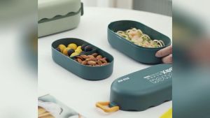 Kotak Makan Bento Lunch Box Transparant 1100ml Free Sendok & Garpu