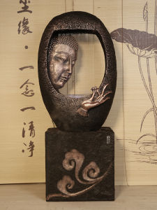 New Chinese Style Buddha Statue Fountain Living Room Floor Standing Humidifier Zen Decorative Accessories Home Decoration
