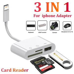 3 in 1 Lightning Adapter to SD TF Card Reader for iPhone 15 14 13 12 Pro Max Camera Memory OTG Adapter for Huawei Xiaomi Samsung