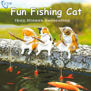 V.TOP Ikan Hiasan Decorations Untuk 1PCS Lansekap Ikan Bentuk Indah Kartun Memancing Kucing Ornamen Streng