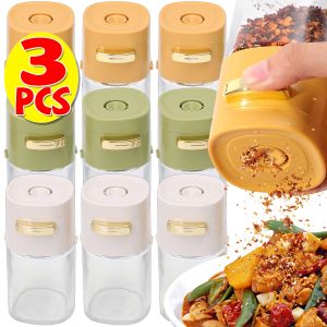 3Pcs Kitchen Quantitative Salt Bottle Spice Can Pepper Chili Powder Jar Glass Seasoning Tank Sealed Moisture-proof Kitchen Gadgets