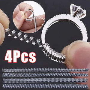 4/8pcs Transparent Invisible Ring Size Adjuster Spiral Based Ring Size Reducer  Spring Coil Guard Tightener Ring Tools Rings Size Reducer for Resizing Big Size Rings/Jewelry