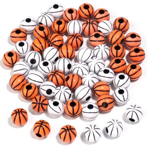 50Pcs 10x11mm Acrylic Sports Basketball Beads For Jewelry Making Big Hole Loose Beads DIY Handmade Bracelet Necklace Wholesale