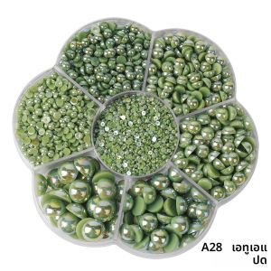 2800 ชิ้นขนาดผสมครึ่งรอบกล่องมุกชุด AB สีเลียนแบบลูกปัดสําหรับเครื่องประดับสร้อยข้อมือสร้อยคอ DIY เย็บ