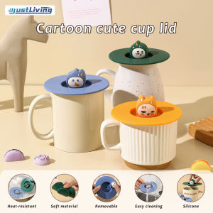JustLiving 1PC Cartoon Cute Silicone Cup Cover Heat-resistant Leak Proof Sealed Lids Cap Dustproof Cup Cover Glass Cup Lid Reusable Cap Coffee Cup Cover Tea Lids - Removable Top Bead Design