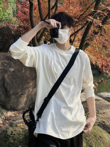OUMULONG | White Thick Round Neck Long Sleeve Hoodie Warm