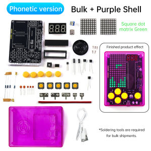 Aideepen | Upgraded DIY Game Kit Retro Classic Electronic Soldering Welding Tranning Set with Purple Blue Acrylic Case Mini Game Console
