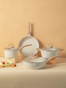 Non stick cookware set of 4 pieces free of PFOA non stick coating household items kitchen frying pan suitable for all stoves