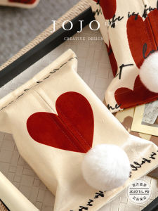 Luxury Style Heart Shaped Tissue Box Car Mounted Portable Soft Fabric Tissue Holder Pink Cute Girl Heart Design Storage Organizer