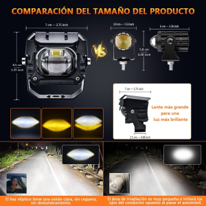 ชิ้นหลอดไฟตัดหมอก ไฟหน้า LED 100W 6000K 3000K 12000LM 12D 3 นิ้ว สำหรับรถมอเตอร์ไซค์ สกูตเตอร์  รถยนต์ รถบรรทุก.