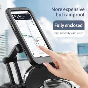 Waterproof Touch Screen Motorcycle Phone Mount Handlebar & Mirror Mount Anti-Shake Holder for Delivery Riders Electric Scooter Outdoor Navigation