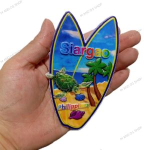 Siargao Philippines Ceramic Ref Magnet Souvenir Collections with Beach Scene and Surfboard Designs