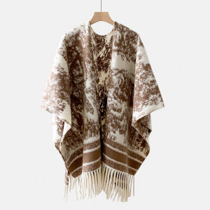 WEIAI | Watercolor Black White Pattern Scarf Womens Style Korean Version Warmth Cowl Neck Wrap Shoulder Shawl Outerwear Autumn New
