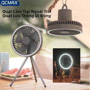 Quạt Cắm Trại Di Động 10000mAh Tích Hợp Chức Năng Sạc Dự Phòng Quạt Trần Điện Không Dây Với Đèn LED