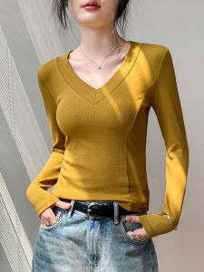 GEBEISHANG | Slim Fit V-Neck Corset Long Sleeve T-Shirt