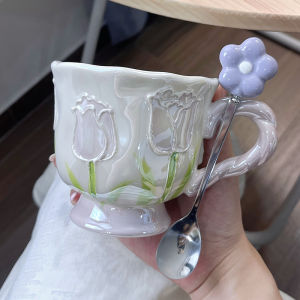 LUXIAOSHI | Iridescent Purple Tulip High Glamour Underglaze Ceramic Mug