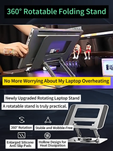 Adjustable Laptop & Tablet Stand | 360° + 720° Rotation | Foldable & Travel-Friendly | Heavy Duty Up to 10KG | Dual Use Desk Mount Ergonomic Desktop Mount