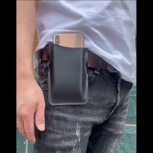Case Sarung Dompet Bag Tas Tempat Hp Pinggang Sabuk Kulit Universal Untuk Iphone Samsung Xiaomi Oppo Vivo