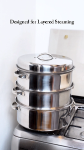 CROWN Steamer 28 / 30 / 34 cm (Stainless Handle) Stainless Steel / 3-Tier / Kitchenware / Cookware / Steamers