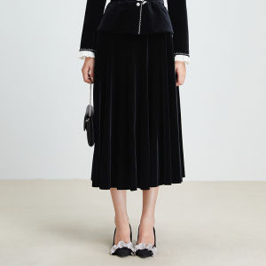 Koradior | Elegant Velvet Slimming Mid-length Skirt