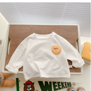 Childrens Knitted Cardigan Coat Long Sleeve Letter Pattern Boys Girls Outerwear Soft Pure Cotton Casual Style round Neck