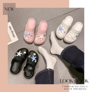 รองเท้าแตะชายหาดใหม่ล่าสุด แต่งปลาดาวน้ำเงิน พร้อมดอกไม้ถอดได้ พื้นหนานิ่ม กันลื่น หลายไซซ์