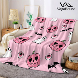 BILIBILI | pink halloween cute Flannel Blanket Warm Soft Halloween Christmas Decorative Couch Warm Cozy All-Season Gift