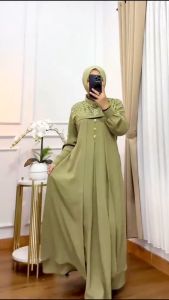 Denara Dress Gamis Simple dan Elegan Gamis Ceruty Babydoll Model Baru 2024 Kekinian Dress Lebaran