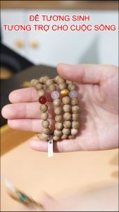 Vòng tay VEGAN Trầm Hương tốc kiến Mệnh Thủy mix đá trắng 8mm