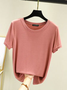 Slim Fit round Neck Short Sleeve Modal T-Shirt Women Summer Thin Pure Color Base Shirt Inner Wear Half Sleeve Versatile plus Size Top