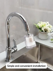 Removable Water Purifier Set 4 Cartridges Chlorine Removal Water Purification 360° Swivel Copper Interface For Kitchen