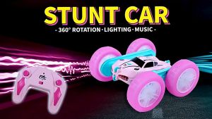 SKYLUX 2.4G RC Stunt Car Children Double Sided Flip Remote Control Car 360 Degree Rotation Off Road Rc Drift Cars For Pink Girls Toys