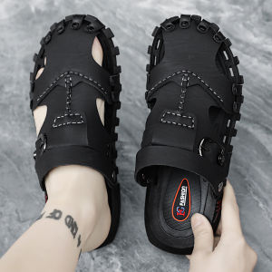 Mens Sandals 2025 New Summer Youth Outdoor Wear Head Covered Slip-On Anti-Slip Soft Bottom Dual-Purpose Beach Slippers