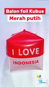 isi 50 Balon foil HUT RI kubus / balon i love indonesia 4d / Balon Dirgahayu RI merah putih 17 agustus