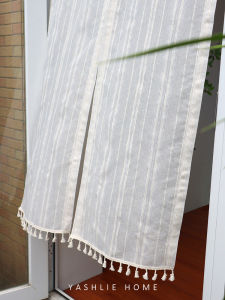 YASHLIE Japanese Style Wooden Tone Tassel Door Curtain Partition Curtain Entrance Living Room Kitchen Split Cloth Art Door Curtain