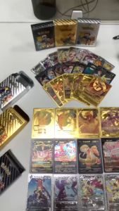 55pcs Pokemon Cards Metal Gold Pikachu Game Cards Exquisite Card Toys Charizard Gold Pokemon Card Toy
