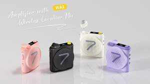Teacher Voice Amplifier 7RYMS WA2 Mini Portable Voice Amplifier with 2.4G Wireless Lavalier Microphone Megaphone Booster No Howling/No Noise for Teacher Speaker Official Original