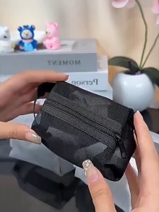 Portable Hangable Nylon Mesh Transparent Cosmetic Bag with Zip Travel Multipurpose Toiletries Storage Pouch Raya Ramadan Hadiah Cantik Beg Kosmetik Lutsinar Lutsinar Jalinan Nilon Mudah Alih dengan Beg Penyimpanan Peralatan Mandi Serbaguna Zip Perjalanan