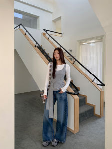 NIHAOKANONG | Quần Jeans Đùi Cao Ôm Dáng Thẳng Có Túi Nổi Viền Sờn