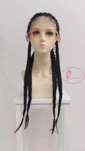 Ryuuta Wig Lace Front Wig Cornrow 4 braids Kepang Panjang Zuri Hitam Coklat Pirang 29 inch 70 cm