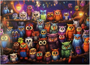 500/1000/1200/2000PCS Jigsaw Puzzle Beautiful Owl In Forest Night Scene With Glowing Eyes For Adults Game Brain Teaser Gift