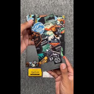 Dompet Pria Lipat Premium Kulit Kanvas Desain Grafis Motif Abstrak