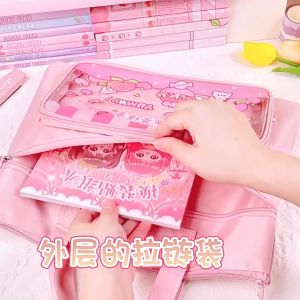 Kaba Bear กระเป๋านักเรียนกระเป๋าถือกระเป๋าผ้าใบนักเรียนแฟ้มผลงานการบ้านสำหรับเด็กชายและเด็กหญิง