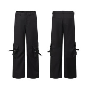 Cleanfit Casual Mens Trousers Autumn Mountain Wind American Style Pants with Flares Drapey Fabric Large Pockets Workwear